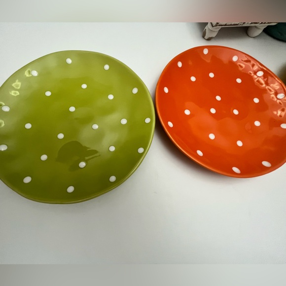 Set of 3 Maxwell & Williams Orange Yellow Green “Sprinkle Plate 8" Polka Dot EUC - Picture 8 of 10